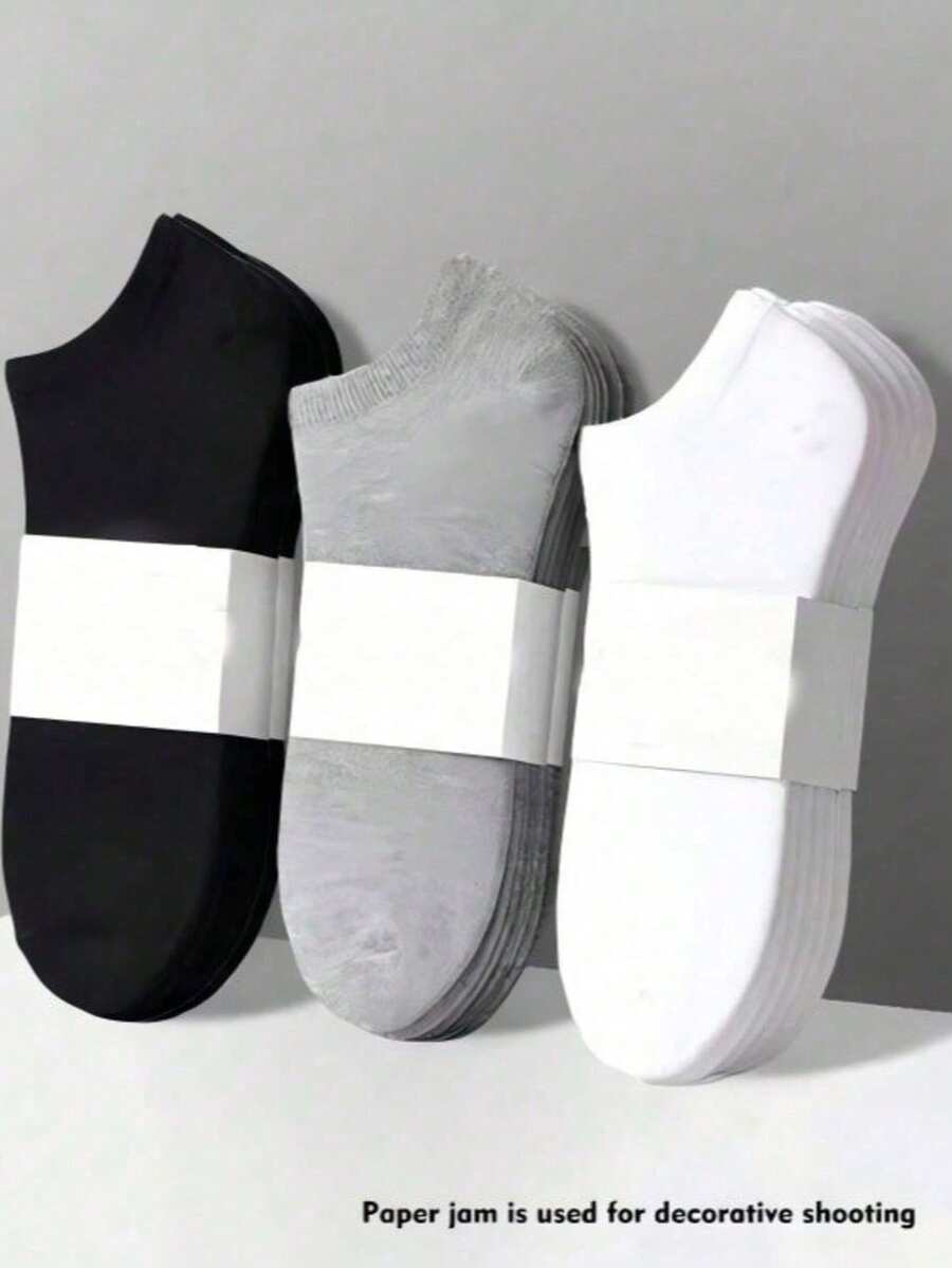 1/5/10/15/20/30 Pairs Unisex Socks, Sports Socks, White/Black/Grey Ankle Socks, Invisible Socks, Solid Color Simple Fashion, Suitable For Daily Casual Wear - Multicolor - View 1