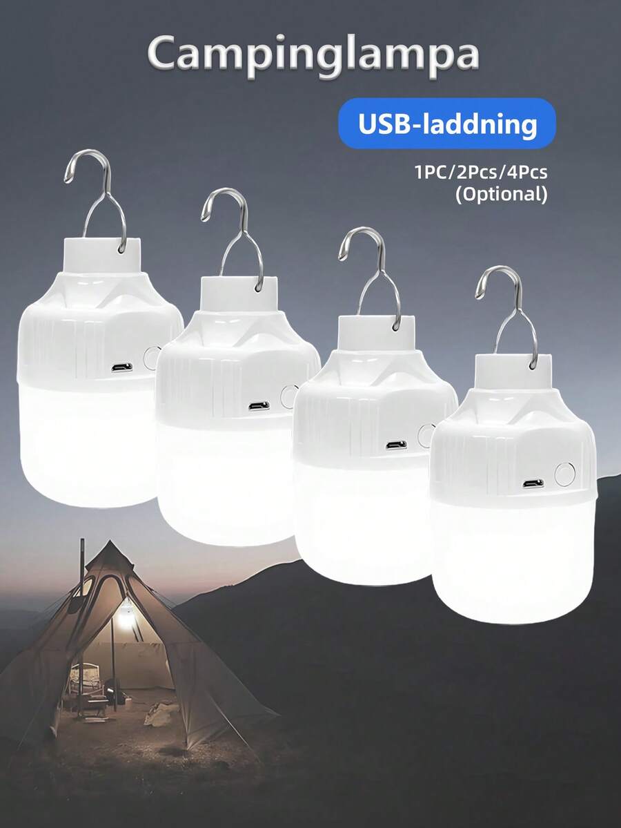 4 قطع/2 قطع/1 قطعة مصباح خيمة LED متعدد الوظائف، مصباح خيمة قابل للشحن عبر USB فائق السطوع، مناسب للتخييم والاستخدام في الطوارئ وديكور الحديقة