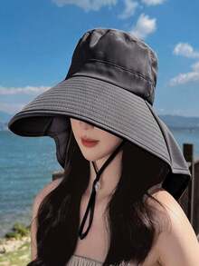 女款甜美風寬帽簷遮陽帽，防紫外線透氣旅行戶外夏季帽 - 彩色 - 查看 8