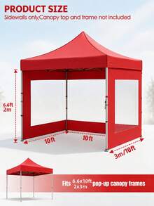 1件防風遮陽棚側壁，尺寸：2x3m/6.6x10ft，快速安裝，透明窗設計，防水牛津布，UPF 50+ 防曬，不含框架和頂棚 - 紅色 - 查看 8