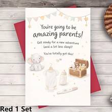 1/2 Sets Cute Elephant Greeting Card With Envelope, New Parents Greeting Card, Pregnancy Announcement Congrats Card, Baby Shower Gift - Multicolor - View 12