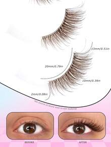 7 Pairs Brown Half-Eye Thick Curly Natural Fluffy Faux Invisible Band Real Eyelash Eye Tail Lengthening Faux Mink Hair Lightweight Comfortable One-Piece Beginner Wear False Eyelashes - View 5
