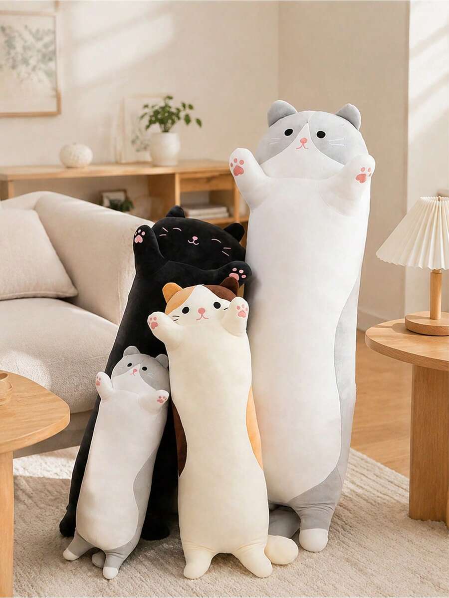 Molutian 可爱柔软长毛猫玩偶，办公午睡枕，睡眠枕，家居装饰礼品，儿童毛绒玩偶，蝙蝠毛绒玩偶，柔软可爱抱枕，万圣节，圣诞节毛绒靠垫，有两种尺寸可选