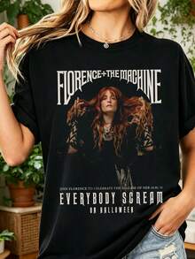 Florence + The Machine T-Shirt 100% Cotton Indie Rock Style Unisex - Black - View 1