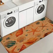 1pc, Home Decor, Marine Life Pattern Print, Linen Kitchen Rug, Kitchen Mat, Floor Mat, Bath Mat, Door Mat, 3D Print Rectangular, Suitable For Living Room, Bedroom, Hallway, Bathroom, Laundry Room - Polyester Rug, Suitable For Indoor And Outdoor Home Decor - Multicolor - View 5