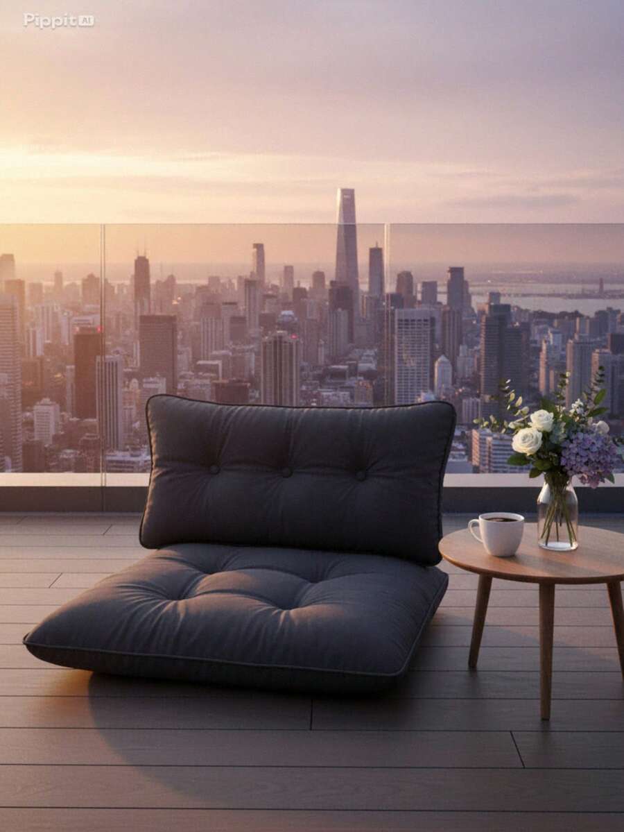 Premium Oversized Floor Pillow With Back Support - Indoor & Outdoor Versatile Seating - Soft Touch - Dark Grey - View 1