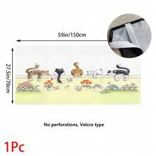 1pc, Home Decor, Cat Pattern Printed Table Skirt, Kitchen Small Curtain, Kitchen Cabinet Cover, With Curtain Holes, Easy To Hang, Rectangular, Machine Woven, Machine Washable, Kitchen Decoration And Accessories, Perfect For Kitchen Cabinets And Home Decor - Multicolor - View 14