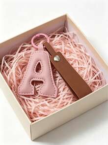 1PC PU Leather Letter A Keychain, DIY Alphabet Pendant, Bag Luggage Tag, Minimalist Key Ring, Personalized Charm, Gift For Women - Multicolor - View 10