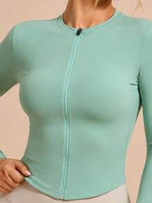 Slim Fit Slim Sweatshirt Design With Dry Fit Technology That Delivers Coolness And Style - Pistache - 查看 5