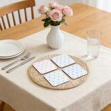 Fresh Mini Light Pink & Light Blue Small Heart Square Acrylic Coaster, White Background Full Print Tiny Hearts, Waterproof Non-Slip Heat-Resistant Tea Cup Coaster, Ins Gentle Cream Style Home Coffee Water Cup Coaster, Wedding, Valentine's Day Afternoon Tea Atmosphere Desktop Decoration Gift Souvenir - Multicolor - View 2