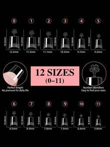 120 buah Kuku Palsu Setengah Penutup Bentuk Trapesium, Ujung Ekstensi Kuku Palsu Semi-Matte, Ujung Kuku Gel Lembut Bentuk Almond Ultra Pendek - Clear - View 2