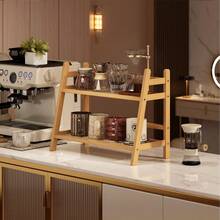 1pc Ins Style Mug Holder Storage Rack, Multi-Layer Desktop Organizer, Suitable For Dorm, Kitchen - Brown - View 3