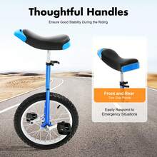 16 Inch Height Adjustable Outdoor Unicycle, Premium Single Wheel Cycling Gear, Ergonomic Design For Balance Training, Suitable For Teenagers, Adults, Daily Outdoor Sports And Leisure Riding - Blue - View 8
