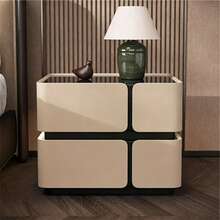 Modern Nightstand Solid Wood Bedside Table, High-End Home Master Bedroom Creative Bedside Table Bed Side Tables Bedroom,Mesa De Noche/Bedroom Furniture/Night Stand - Màu trắng kem - Xem 6