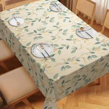 1 PC Green And Gold Leaves Tablecloth Rustic Elegant Botanical Farmhouse Tablecloth Durable And Stain-Resistant Party Birthday Decoration Waterproof And Oil-Proof Tablecloth - Yellow - View 6