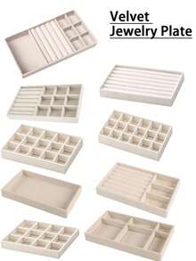 9pcs/Set Jewelry Tray Organizer, Jewelry Necklace Earring Ring Display Storage Box, Stackable Jewelry Holder Case Makeup Cosmetic Organizer For Earrings Necklace Rings Bracelets Pendants Faux Pearl Valentine Day Back To School - Multicolor - View 12