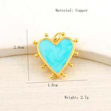 1 pièce Pendentif cœur en cuivre, style minimaliste mode pour femmes, accessoires DIY pour bracelet, collier, boucle d'oreille, sac et chaîne de téléphone, fait main - Multicolore - Voir 6