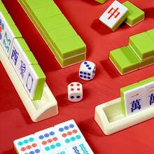 1 Set 150pcs Mini Mahjong Set, Portable Travel Mahjong Suitable For Travel, Gatherings, Home Portable Strategy Tabletop Game, Holiday Gift For Mahjong Enthusiasts, Party Tabletop Game, Includes Mahjong Tiles + Dice + Storage Tray, Party Game Toy - Multicolor - View 2