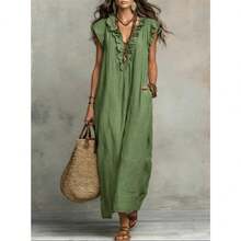 2026 European And American Spring And Summer New Bohemian Flying Sleeves And Ground Length - Hitam - View 5