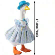 Desk Goose Elegant Outfit Creative Mini Goose Statue Floral Print Clothes, Hat, Necklace For Home Party Decor - Sets - View 7