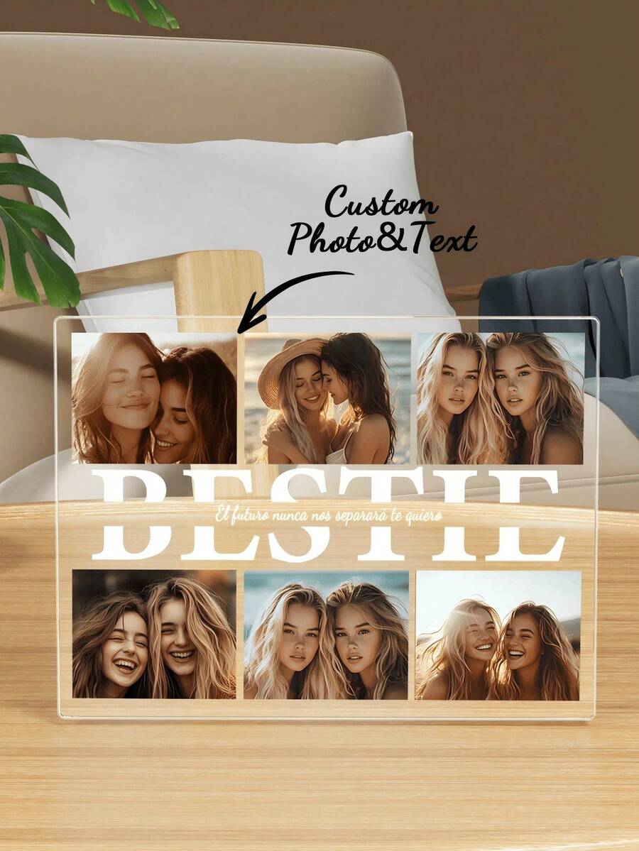 1 pieza Placa de acrílico personalizada, foto y texto personalizables, regalo único para amigos, para ella/él, adecuado para el Día de San Valentín, Día de la Madre, cumpleaños, aniversario, graduación, boda, Día del Padre, Día de San Valentín, cumpleaños, inauguración de la casa, escuela, hogar, oficina, etc., personalizable, personalizado - Multicolor - Ver 1