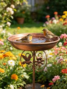 2-In-1 Iron Bird Bath And Feeder, Multiple Sculptural Designs Available, With 5-Claw Anti-Rust Feet For Stable Outdoor Placement, Suitable For Garden And Yard Decor, Can Be Used For Bird Drinking And Bathing, Easy To Clean - TK18 - View 12