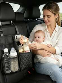 Multi-Pocket Car Seat Back Organizer, Baby Travel Storage Bag, Rear Seat Hanging Bag, Can Store Diapers, Bottles, Toys And Snacks - Multicolor - View 6