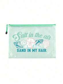 Waterproof PVC Beach Bag With "Summer" Print,Includes Storage Bag,A4 Transparent File Pouch,Large-Capacity Mesh Zipper Makeup & Swim Bag,Portable Travel Tote For Swimming,Vacation,Summer Essential,Perfect Gift For Friends Teachers,Holiday,Party - Multicolor - View 14