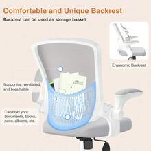 Ergonomic Mesh Office Chair With Flip Armrests And Lumbar Support - Grey - View 5