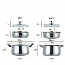 2-Tier 12.6 Inch/32cm Stainless Steel Steamer Set, Stainless Steel Stockpot Steamer With Lid, Wooden Handle Multi-Function Cooker, Suitable For Induction And Gas Stove, No Coating, Easy To Clean - View 4