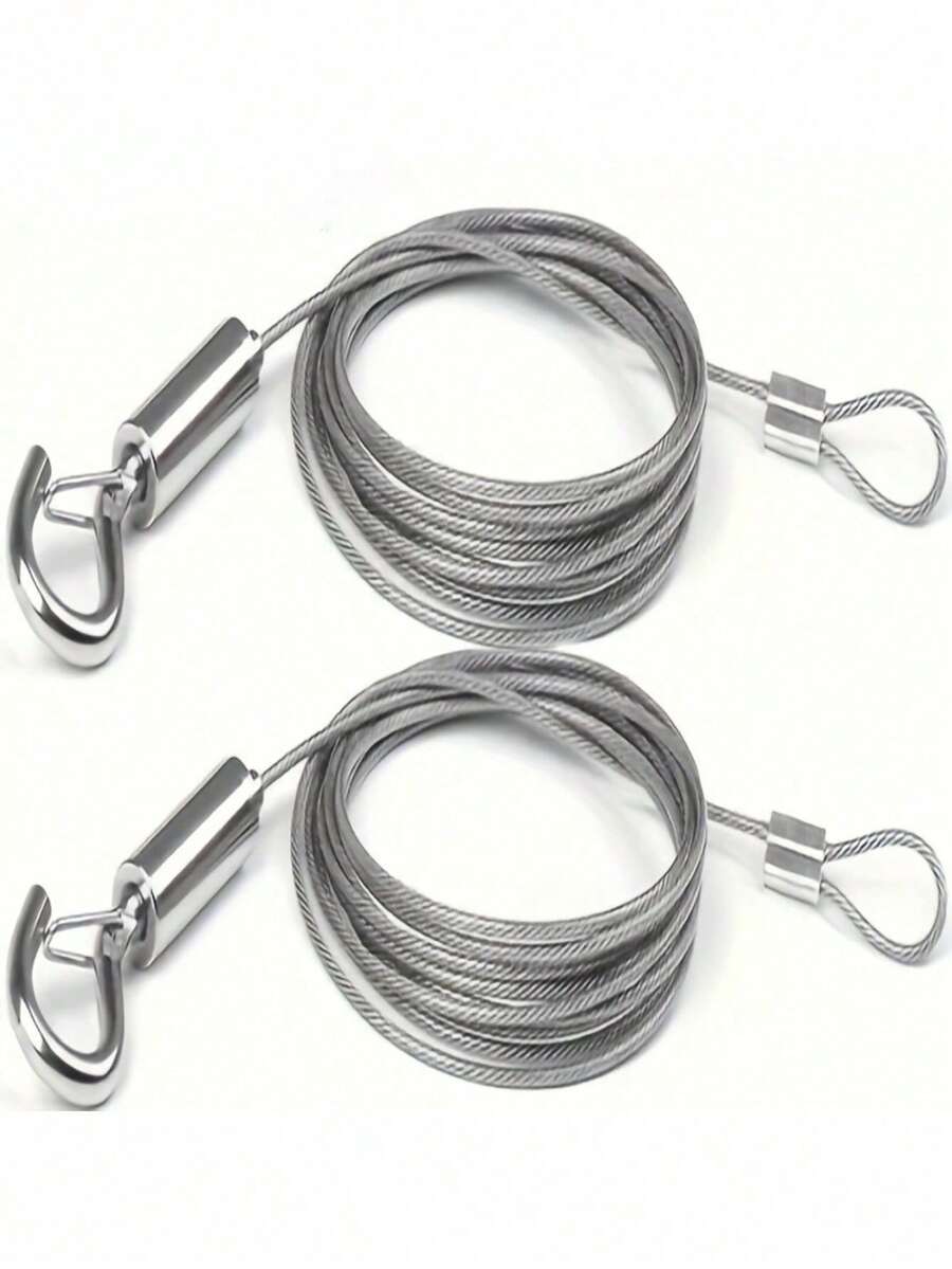 Heavy Duty PVC Coated Steel Wire Rope, Multipurpose Clothesline And Dog Tie-Out Cable With Carabiner Clips,Adjustable Metal Buckle Rope, Clothesline, Suitable For Curtains, Outdoor Use, With Metal Buckle