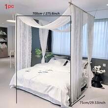 Cortinas Elegantes de Renda Preta, Adequadas para Gazebos Externos, Festas de Casamento, Salas de Estar e Quartos, Tecido de Cortina Ondulada Romântica Francesa, Renda e Roupa de Cama Ajustável, Serve para Camas Tamanho Full/Queen - Preto - Visão 5
