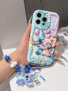 Disney Has Authorized, Phone Case - Chain Set, The Stitch Lilo & Stitch 3D Phone Case Plus A Silicone 3D Stitch Bracelet With Metallic Ring Removable Bracelet, Stitch And Angel Pattern, Compatible With Iphone17/16/15/14/13/12/11/XS/XR/X Plus Pro Max, A Stylish Cartoon Phone Case, The Perfect Gift Choice, Phone Protection, Durable Phone Cover, Great Gift For Friends And Family. - trắng - Xem 6