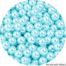 100/300/1000顆塑膠人工珍珠,彩色、圓形、直孔、散珠,3/4/6/8/10mm,適用於自製手鍊、耳環和項鍊 - 霧霾藍 - 查看 28