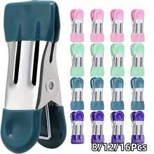 8/12/16Pcs Pinzas de ropa de metal, acero inoxidable con mangos de goma, colores aleatorios, adecuadas para colgar fotos, ropa, calcetines y clips de bolsas de alimentos en la cocina - Multicolor - Ver 11