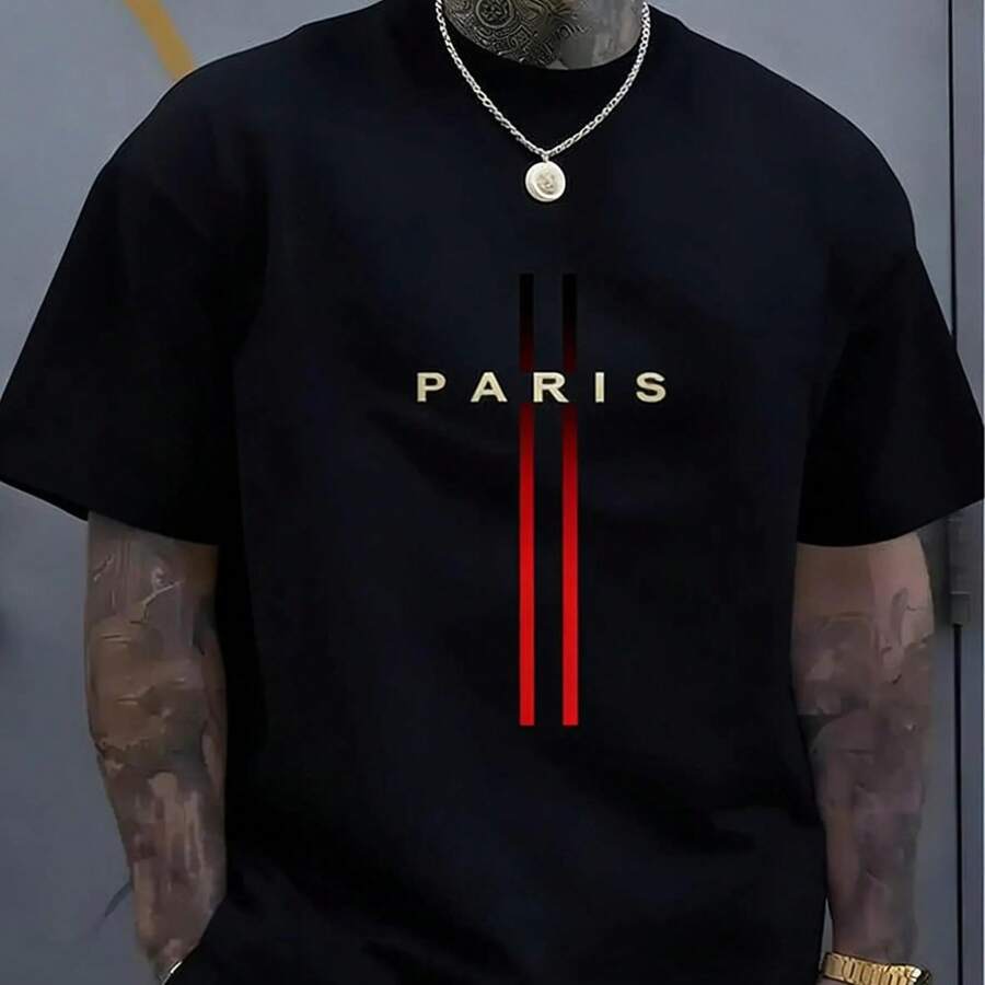 Men002.|Men's T-Shirts|Shipped From Mexico|High-Quality Breathable|Loose T-Shirts|Loose Fit|Loose Fit|Sports T-Shirts For Everyday Activities|T-Shirts - 黑色 - 查看 1