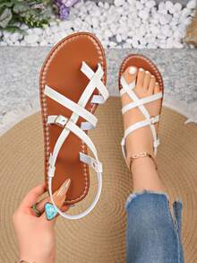 Minimalist Retro Sandals, Casual Daily Wear Shoes, Versatile For All Foot Shapes - White - View 1