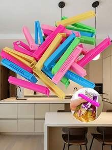 1/10/5/20pcs Food Bag Clip, Portable Food Preservation Sealing Clips, Reusable Airtight Dustproof Clips Suitable For Various Plastic Bags And Snack Bags, Kitchen Storage Containers, Kitchen Accessories, Kitchen Utensils - Multicolor - View 2