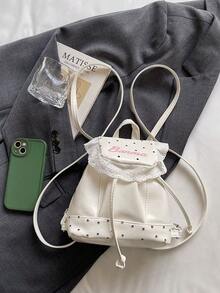Polka Dot Fresh Style Backpack New Niche Design Sweet Ruffle Fashion Minimalist Backpack - Multicolor - View 3