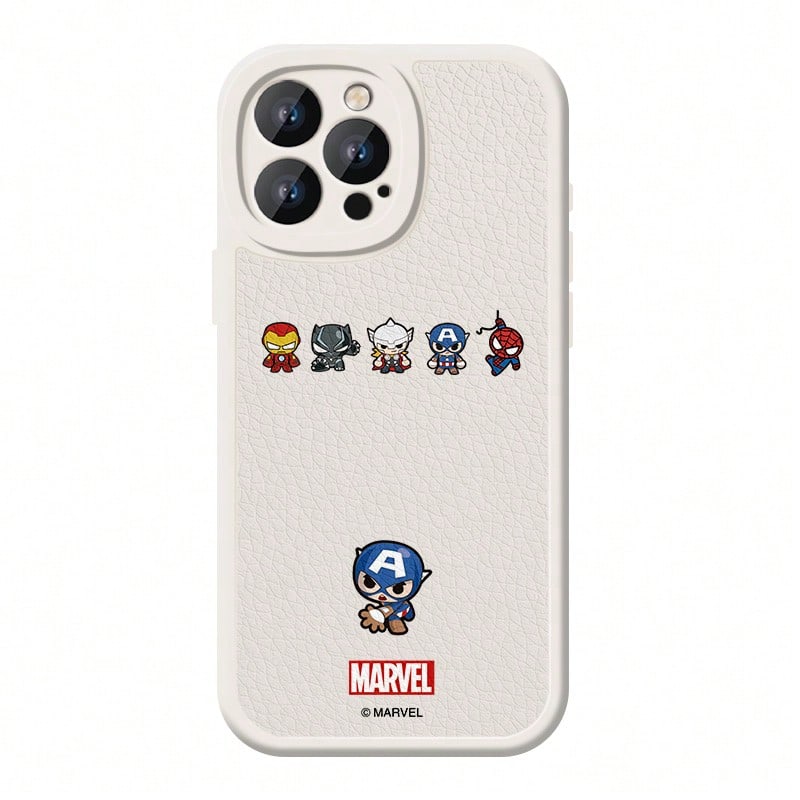 Miniso Las fundas para teléfono de Marvel Black Panther, Spider-Man, Iron Man, Capitán América y Thor son compatibles con iPhone 17 Pro Max/17 Pro/Air/16 Pro Max/15 Plus/14/13/IP 17/15 Pro/12 Pro/11/16 Plus. Estas fundas protectoras, resistentes a caídas y arañazos, son compatibles con dispositivos Apple. - Blanco - Ver 1