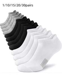 1/10/15/20/30 Pair Men's Summer And Autumn Black And White Outdoor Sports Short Socks. These Casual, Versatile Socks Are Suitable For All Seasons - Multicolor - View 10