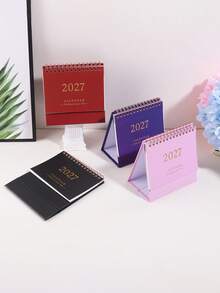 1pc Vertical Flip Cover 2027 Calendar, 10 Colors To Choose From Office Desk Decorations, For Daily Schedule Planning And Important Day Marking, Back-To-School School Supplies For Friends - Single Piece - View 4