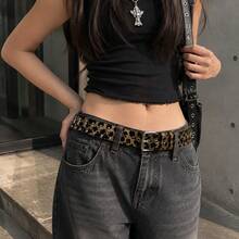1pc Y2K Leopard Print Bullet Studded Belt, Women's Punk Belt - Leopard Print Style - View 5