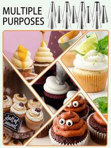 1pc/5pcs Round Piping Nozzle Set,Stainless Steel Cream Icing Piping Tips,Round Piping Tip,Stainless Steel Professional Cake Decorating Tips Set, Frosting Tip Cake Icing Tools,Cake Cookies Pastry Fondant Cream Bag Filler,Cake Decorating Tools - Multicolor - View 4