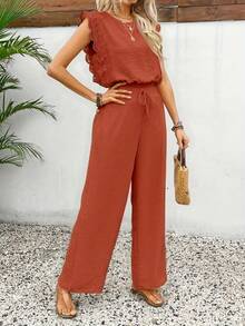 Set Of Short Shorts With Elegant And Exclusive Lace - Burnt Orange - View 6
