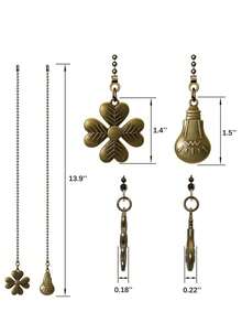 4pcs/2pcs Floral Alloy Ceiling Fan Pull Chain Decor Vintage Style Pull Chain Pendant Extender 13 Inch Lighting Ceiling Fan Beads Spherical Pull Chain Extender Decor With DIY Connector - Four-leaf Clover + Light Bulb - View 8