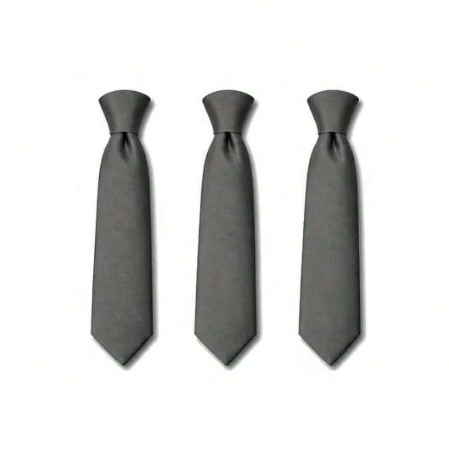 Set Of 3 Light Gray Ties For Groomsmen, Weddings, And Events - Gris plomo - Ver 1