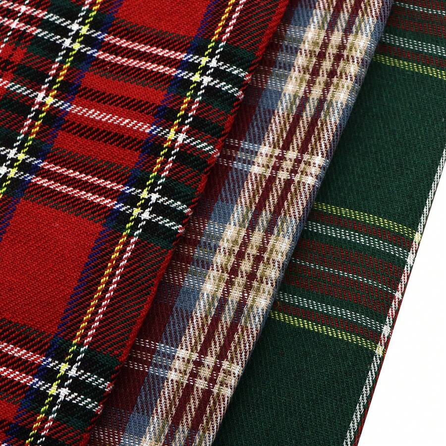 David accessories 1pc Vintage Buffalo Plaid Jacquard Fabric - 50x145cm, Pre-Cut Christmas Fabric For Sewing, Quilting, Handmade Crafts - Hand Wash Only - Patchwork Fabric, Holiday Style Pattern - Default - View 1