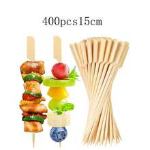 400/300/200/100/50/20pcs Appetizer Bamboo Skewers, Long Cocktail Picks, Fancy Appetizer Toothpicks, Flat Paddle Wooden Food Sticks, For Party Drinks, Fruit, BBQ, Charcuterie Board Accessories - Apricot - View 20