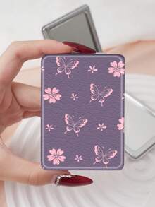 1PC Cartoon Graffiti Series Portable Vanity Mirror, Foldable Lightweight Ultra-Thin Convenient Hand Mirror, Durable PU Leather, Suitable For Multiple Scenes And All People, Rectangular Small Mirror, Pocket Mirror, Ocean Tropical Print Butterfly Pattern Design, Exquisite And Delicate, Foldable Structure, Durable And Reliable, Shockproof, Easy To Carry, Handheld Makeup Mirror, 180° Flip Cover, Multifunctional Mini Mirror - Multicolor - View 14